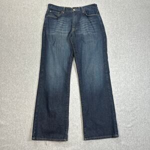 Lucky Brand Jeans Mens Size 32 Blue Denim Dark Wash Mid Rise Classic Fit Grunge